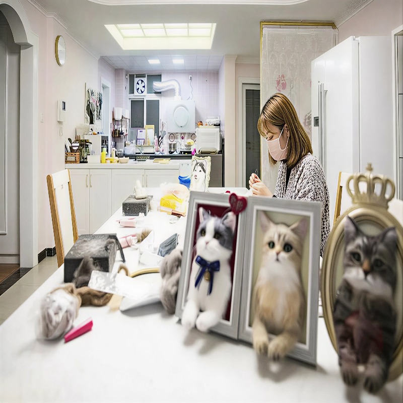 alt="SoulNest studio crafting multiple life-size handcrafted pet replicas"