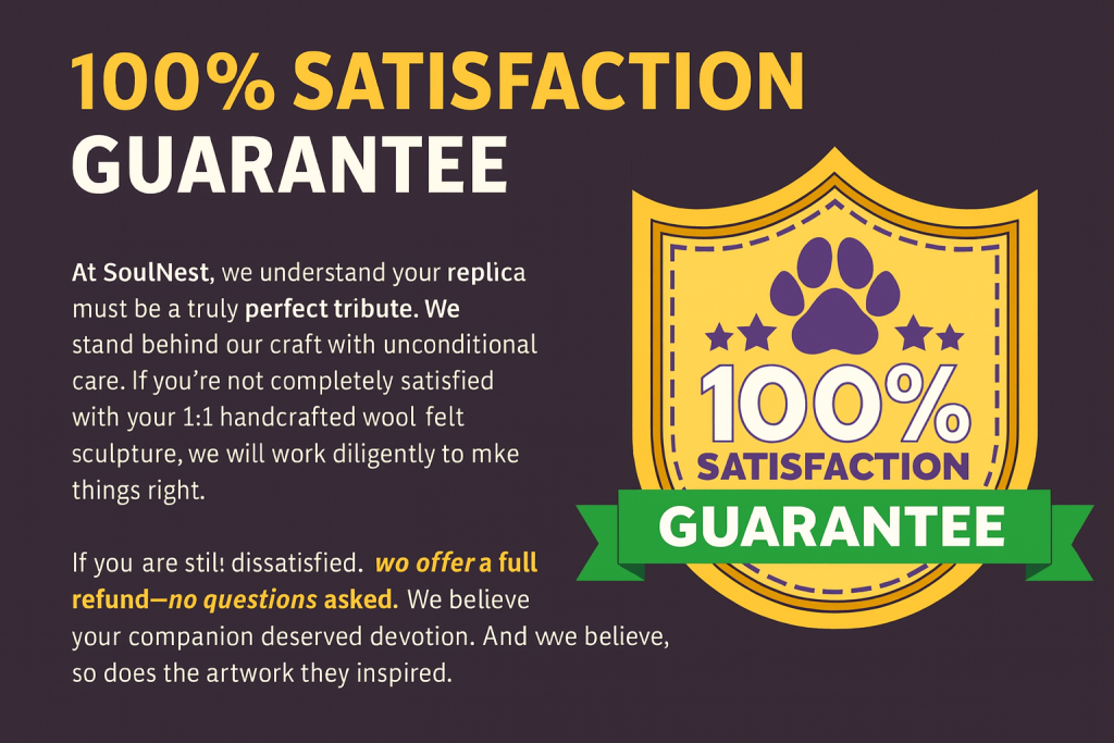 100% satisfaction guarantee for custom pet replica orders